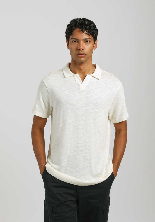 Polo effetto lino|Colore:Off white