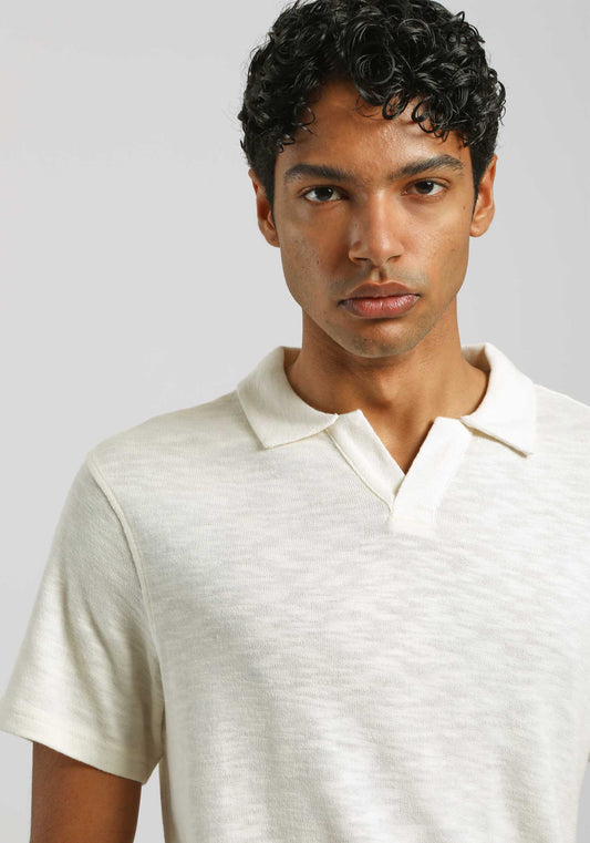 Polo effetto lino|Colore:Off white