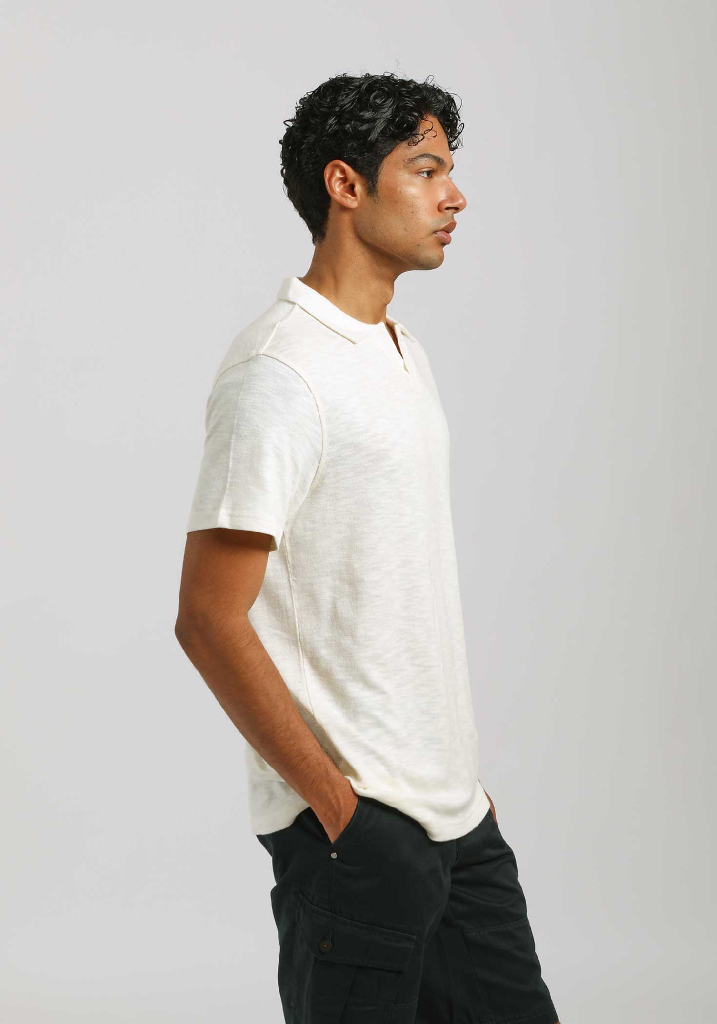 Polo effetto lino|Colore:Off white