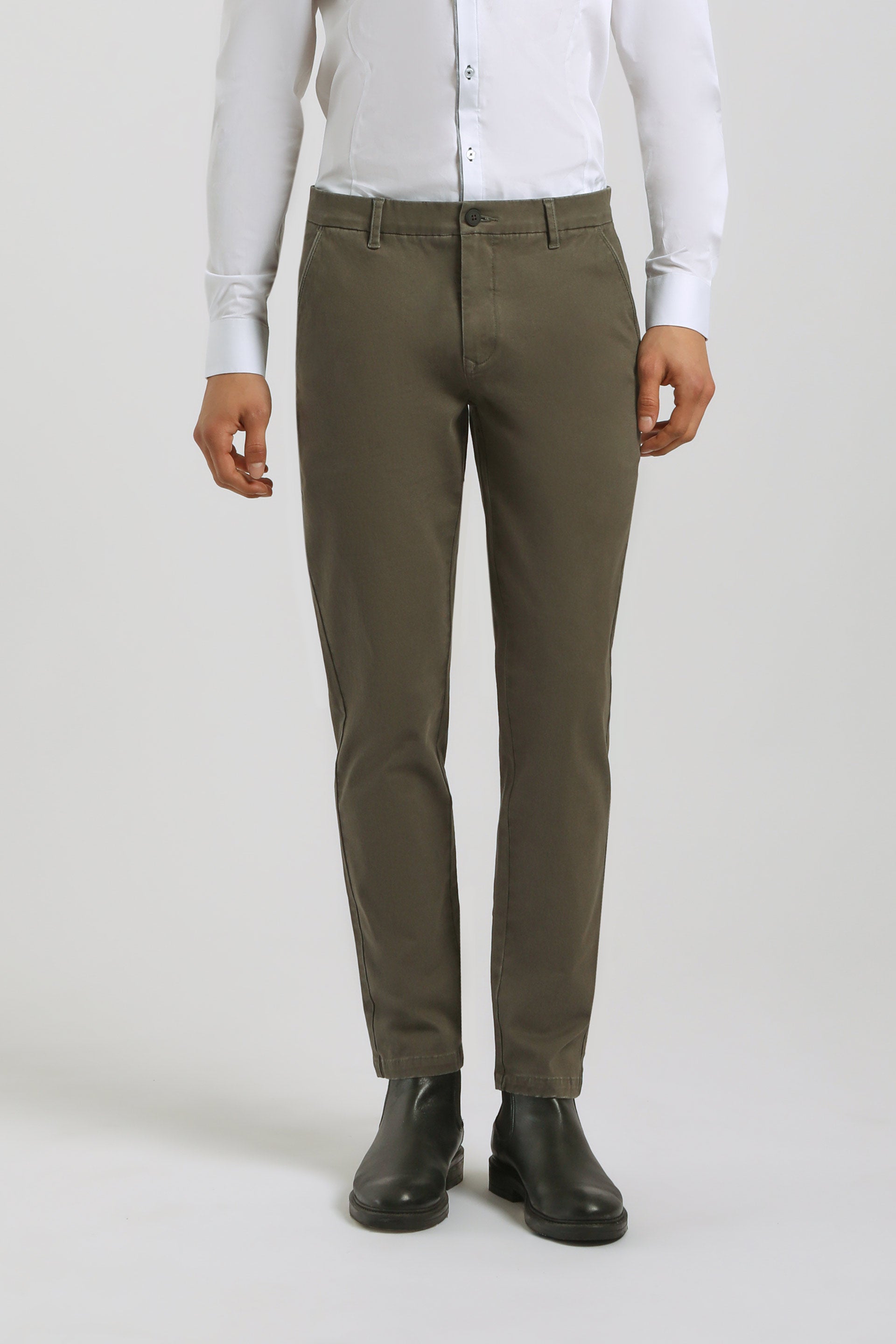 Pantaloni chino in cotone|Colore:Militare