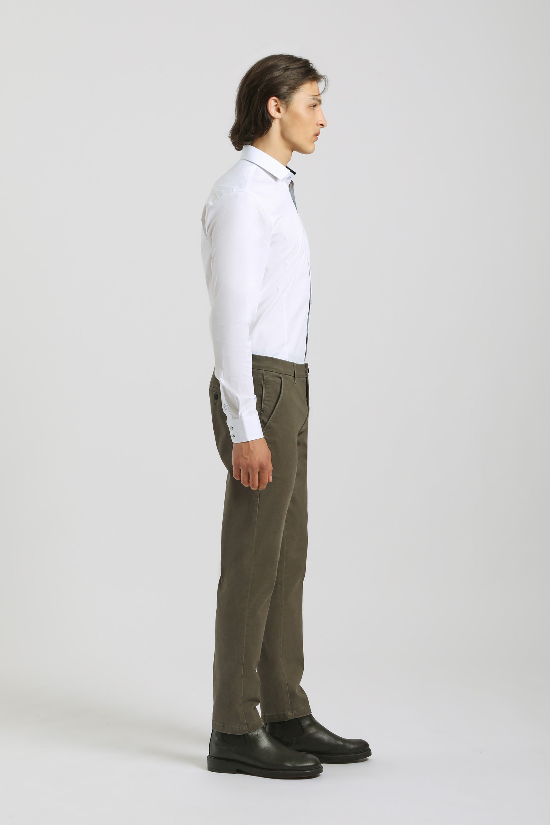 Pantaloni chino in cotone|Colore:Militare