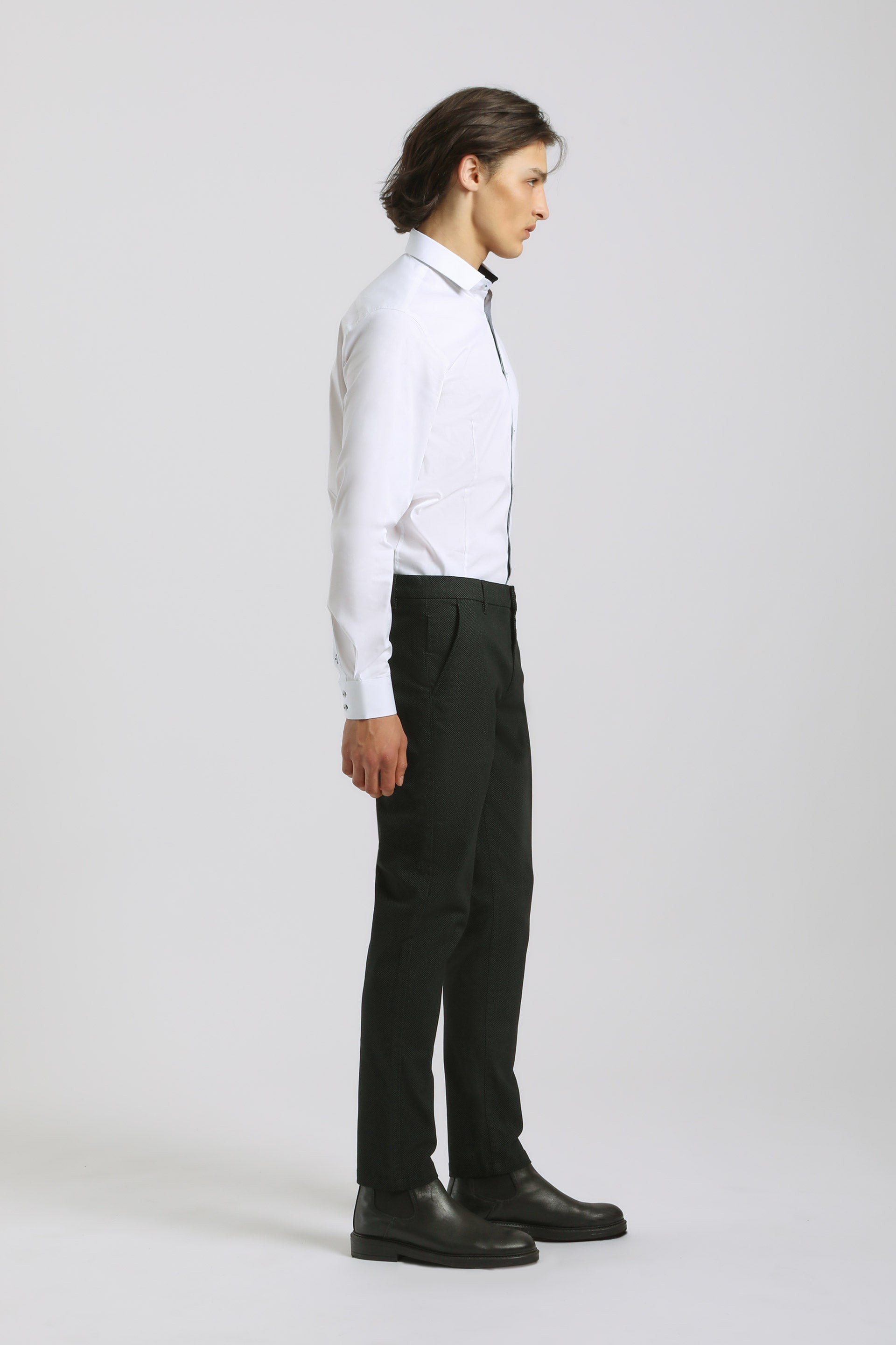 Pantaloni chino microfantasia|Colore:Nero
