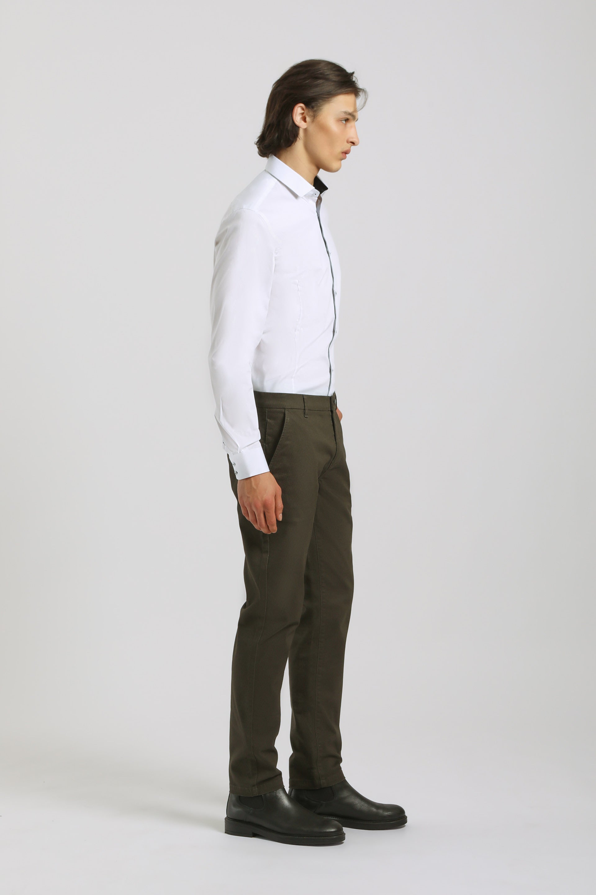 Pantaloni chino microfantasia|Colore:Salvia