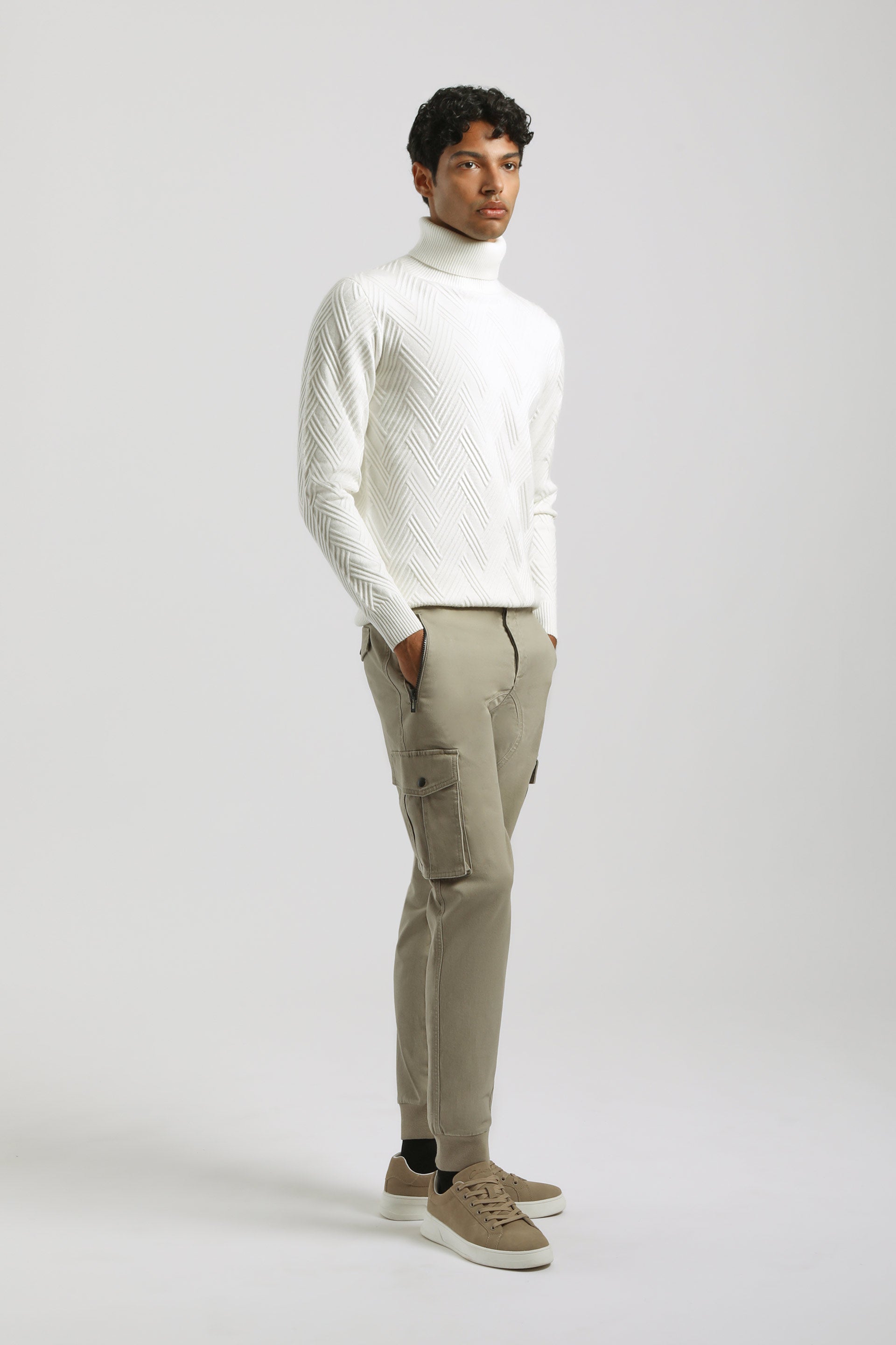 Pantaloni cargo con elastico alle caviglie|Colore:Safari