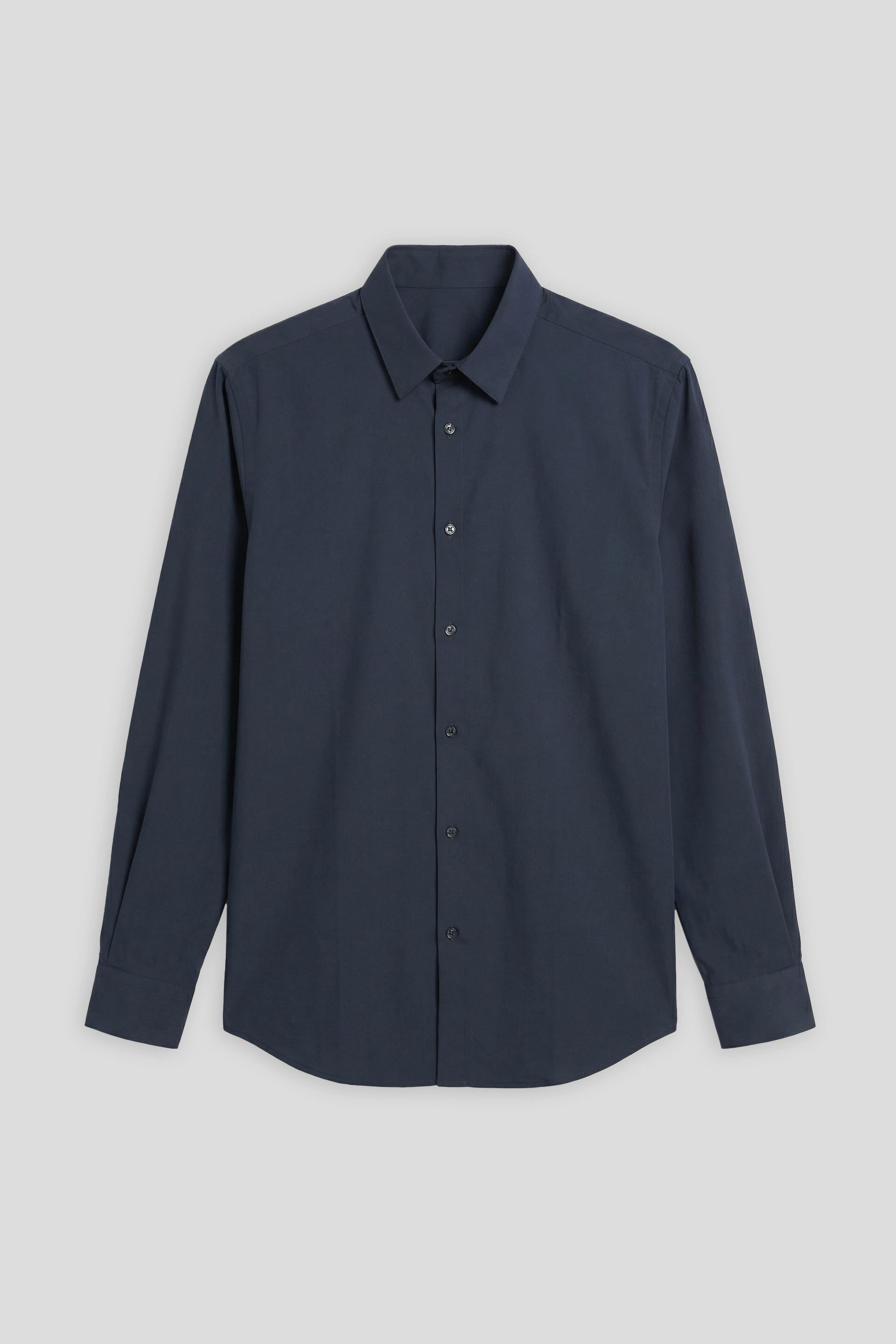 Camicia tinta unita in tessuto elastico|Colore:Navy