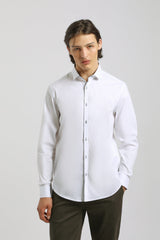 Camicia tinta unita in cotone|Colore:Bianco