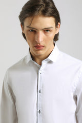 Camicia tinta unita in cotone|Colore:Bianco