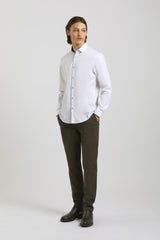 Camicia tinta unita in cotone|Colore:Bianco
