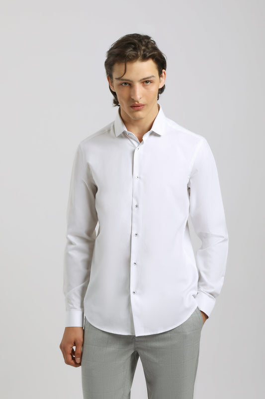 Camicia tinta unita 100% cotone|Colore:Bianco