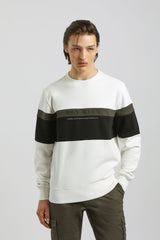 Felpa girocollo colorblock|Colore:Off white