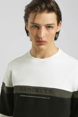 Felpa girocollo colorblock|Colore:Off white