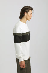 Felpa girocollo colorblock|Colore:Off white