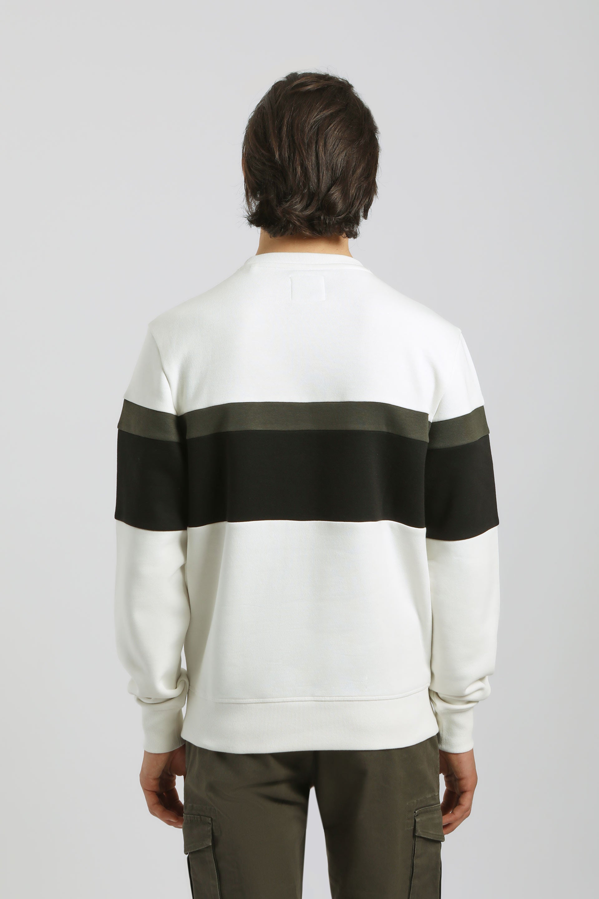 Felpa girocollo colorblock|Colore:Off white