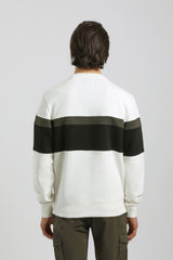 Felpa girocollo colorblock|Colore:Off white