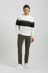 Felpa girocollo colorblock|Colore:Off white