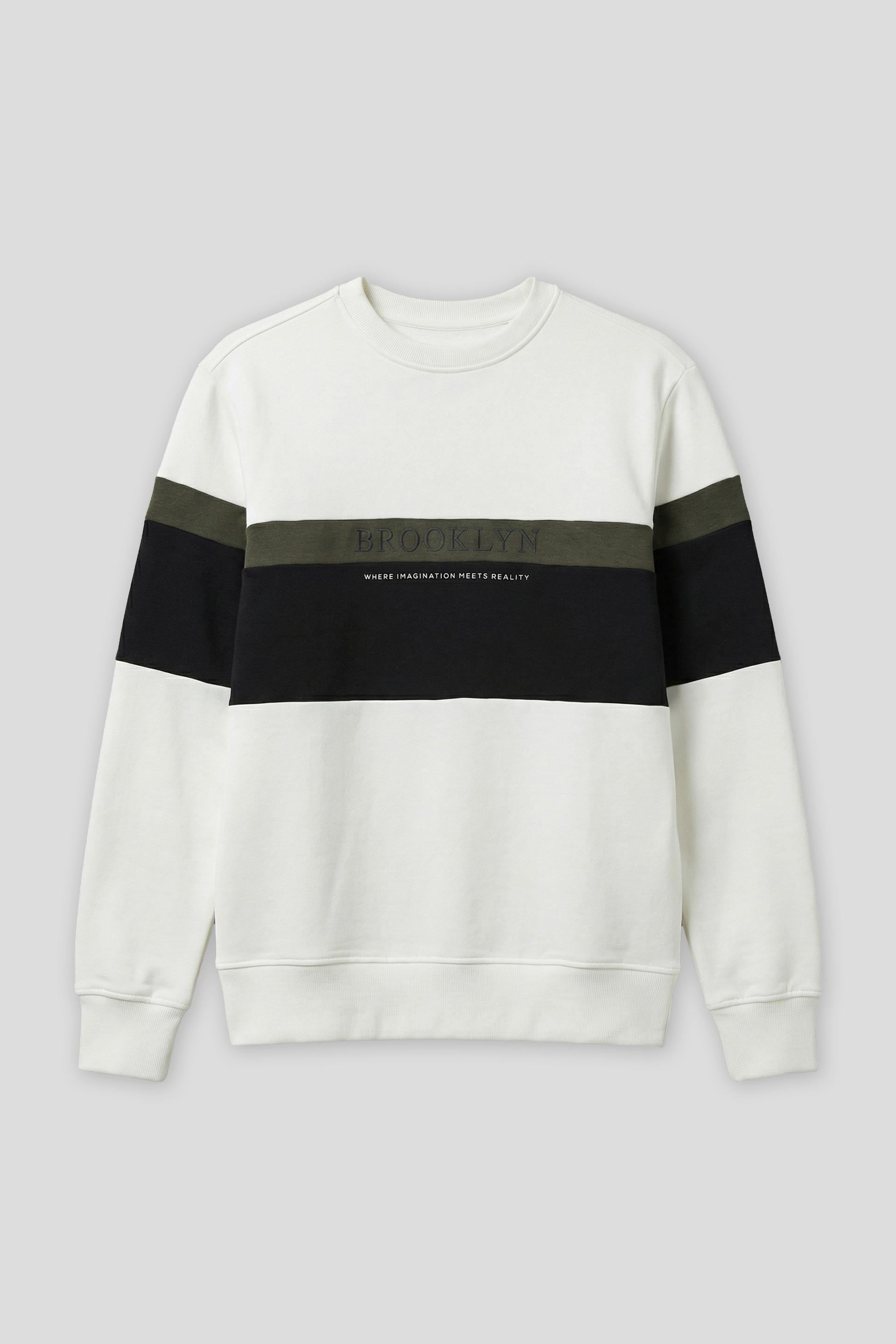 Felpa girocollo colorblock|Colore:Off white