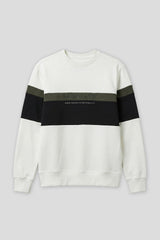 Felpa girocollo colorblock|Colore:Off white