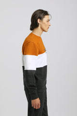 Felpa girocollo colorblock|Colore:Arancio