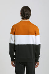 Felpa girocollo colorblock|Colore:Arancio