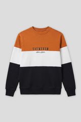 Felpa girocollo colorblock|Colore:Arancio