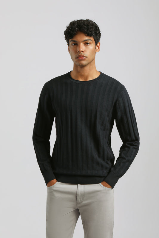 Maglia girocollo strutturata|Colore:Blue