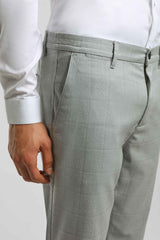 Pantaloni chino con fantasia a quadri|Colore:Grigio perla