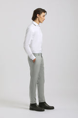 Pantaloni chino con fantasia a quadri|Colore:Grigio perla