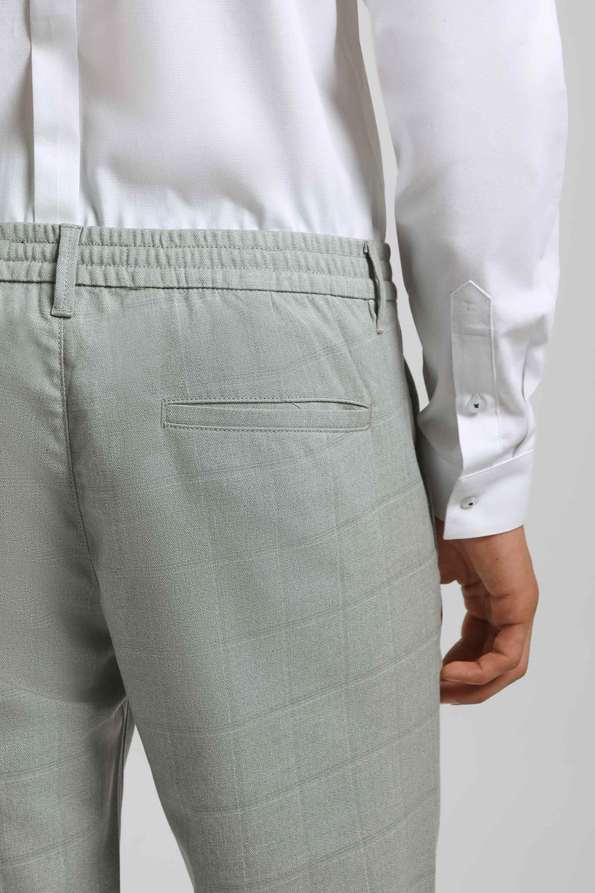 Pantaloni chino con fantasia a quadri|Colore:Grigio perla