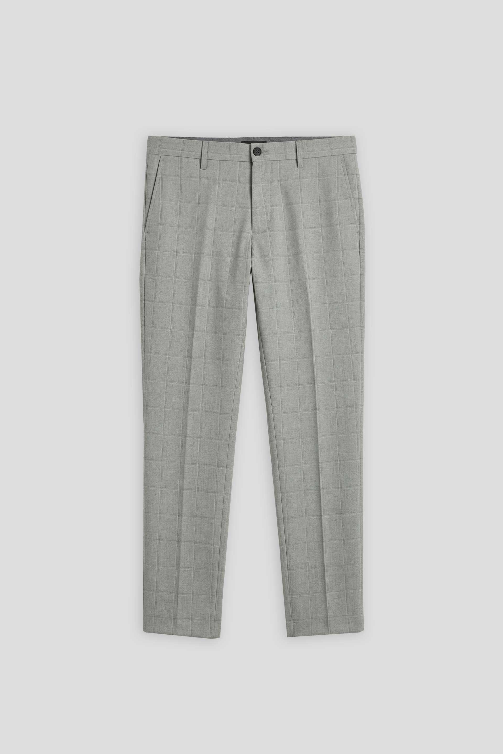 Pantaloni chino con fantasia a quadri|Colore:Grigio perla