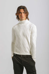 Maglia collo alto misto viscosa|Colore:Off white