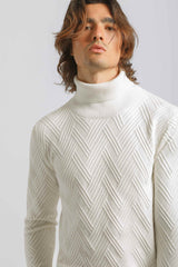 Maglia collo alto misto viscosa|Colore:Off white