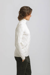 Maglia collo alto misto viscosa|Colore:Off white