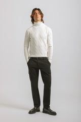Maglia collo alto misto viscosa|Colore:Off white