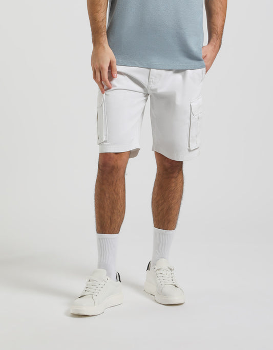 Bermuda cargo 100% cotone|Colore:Bianco
