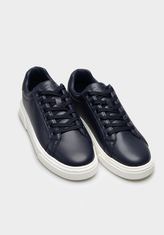 Sneakers effetto pelle|Colore:Blu scuro