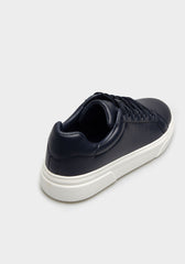 Sneakers effetto pelle|Colore:Blu scuro