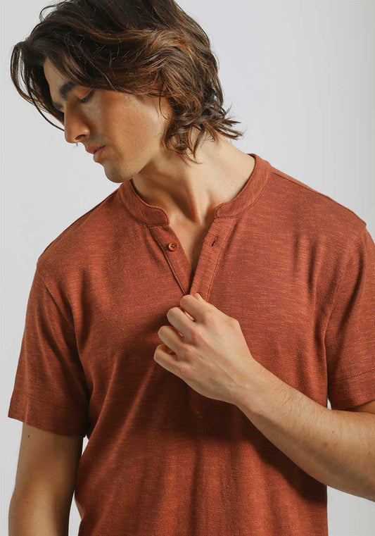 T-shirt effetto lino |Colore:Rame