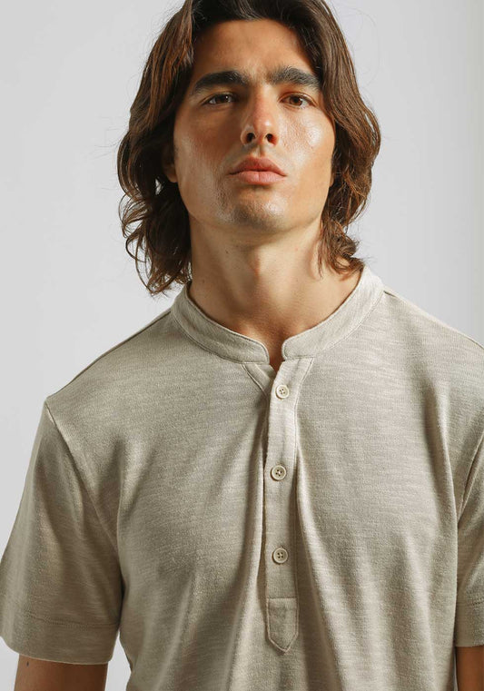 T-shirt effetto lino |Colore:Beige