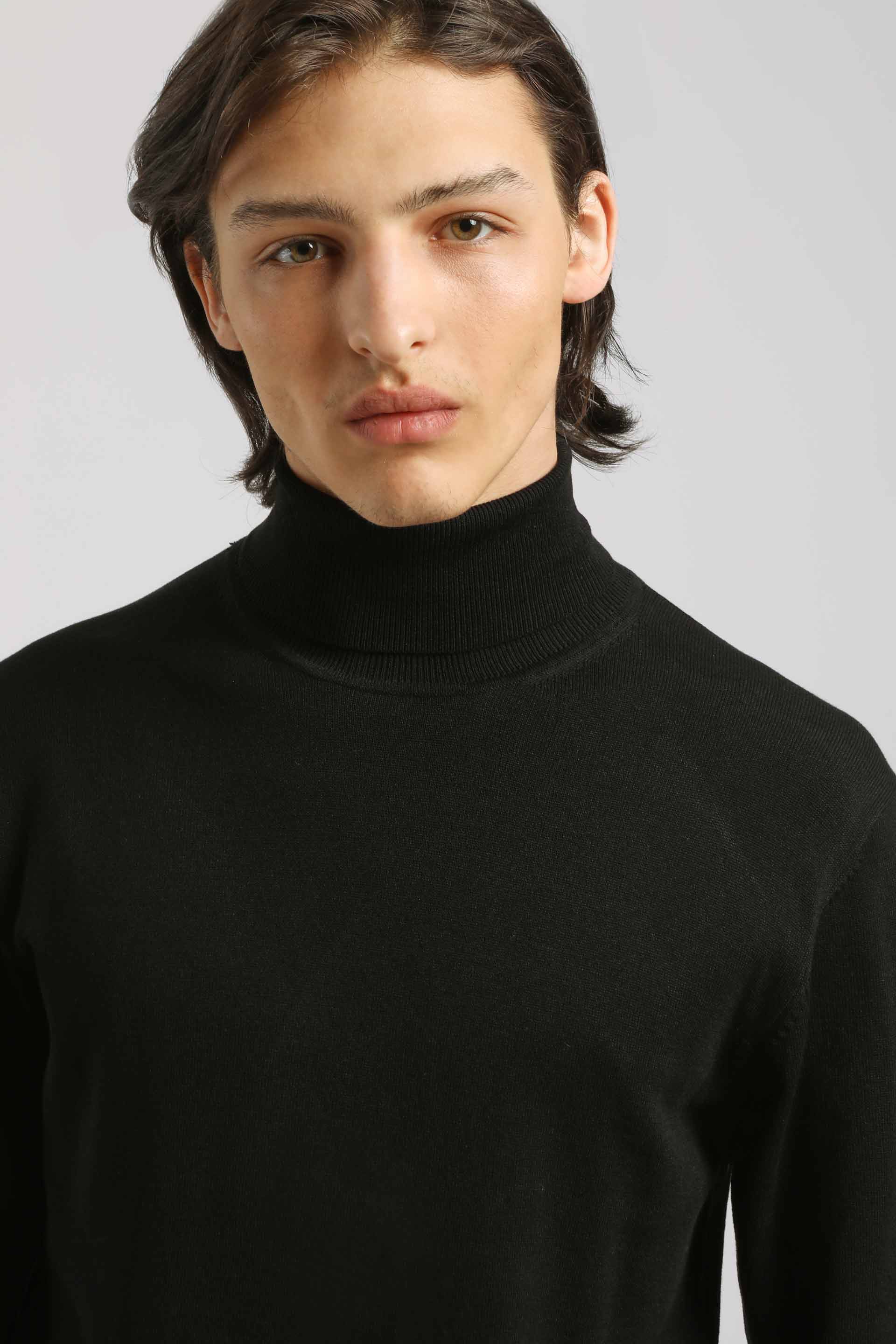 Maglia collo alto in misto viscosa|Colore:Nero
