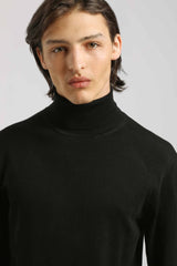 Maglia collo alto in misto viscosa|Colore:Nero