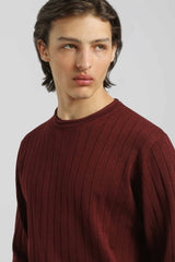 Maglia girocollo a coste|Colore:Bordeaux