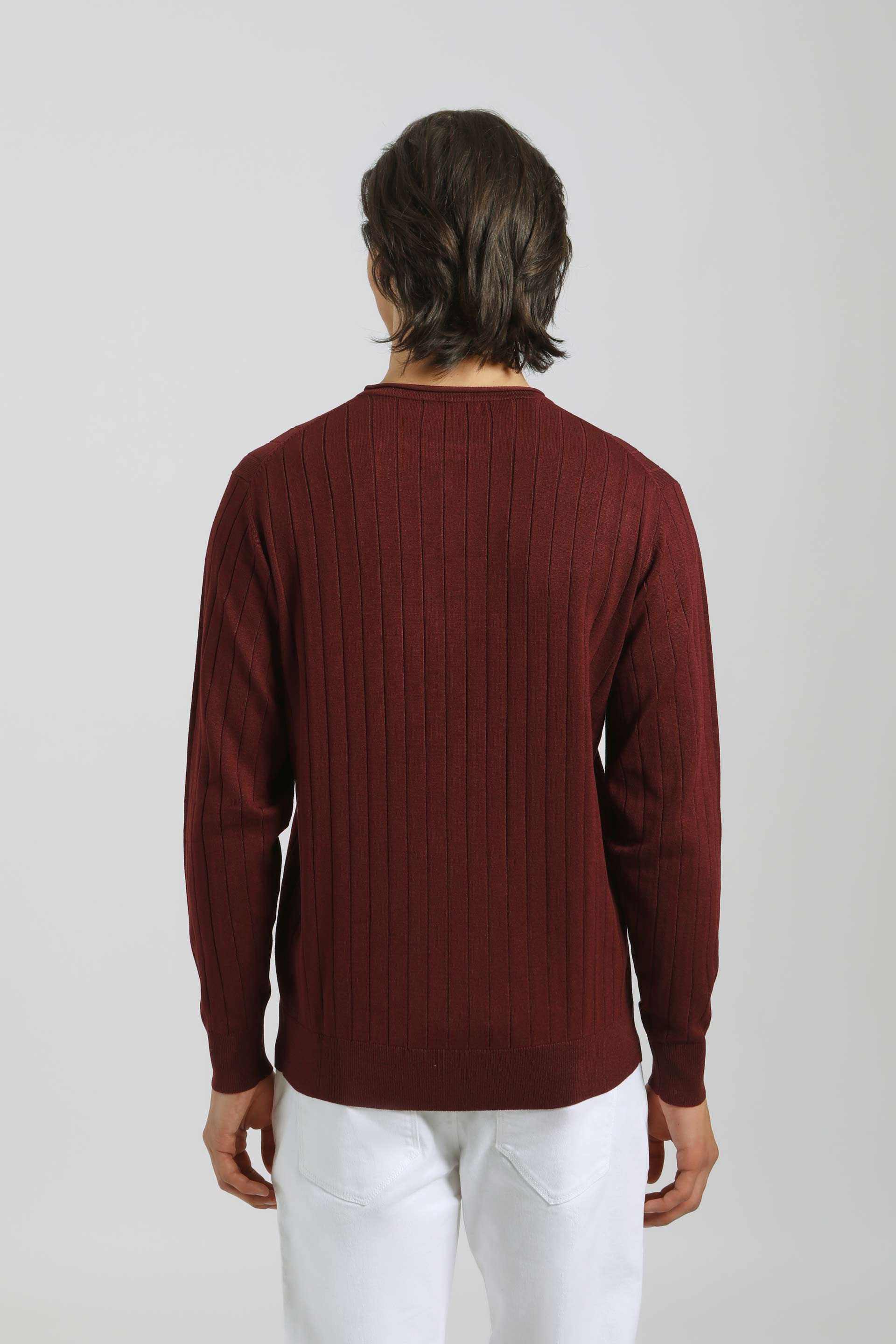 Maglia girocollo a coste|Colore:Bordeaux