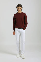 Maglia girocollo a coste|Colore:Bordeaux