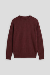 Maglia girocollo a coste|Colore:Bordeaux