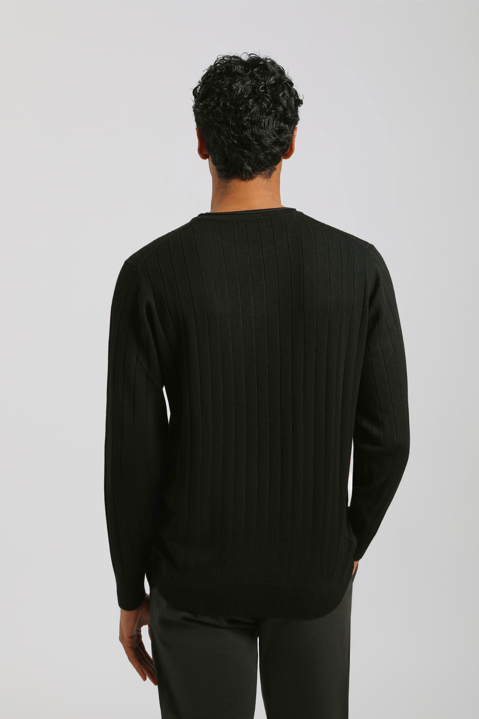 Maglia girocollo a coste|Colore:Nero