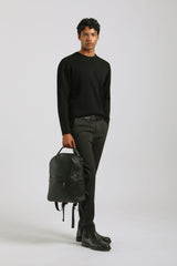 Maglia girocollo a coste|Colore:Nero