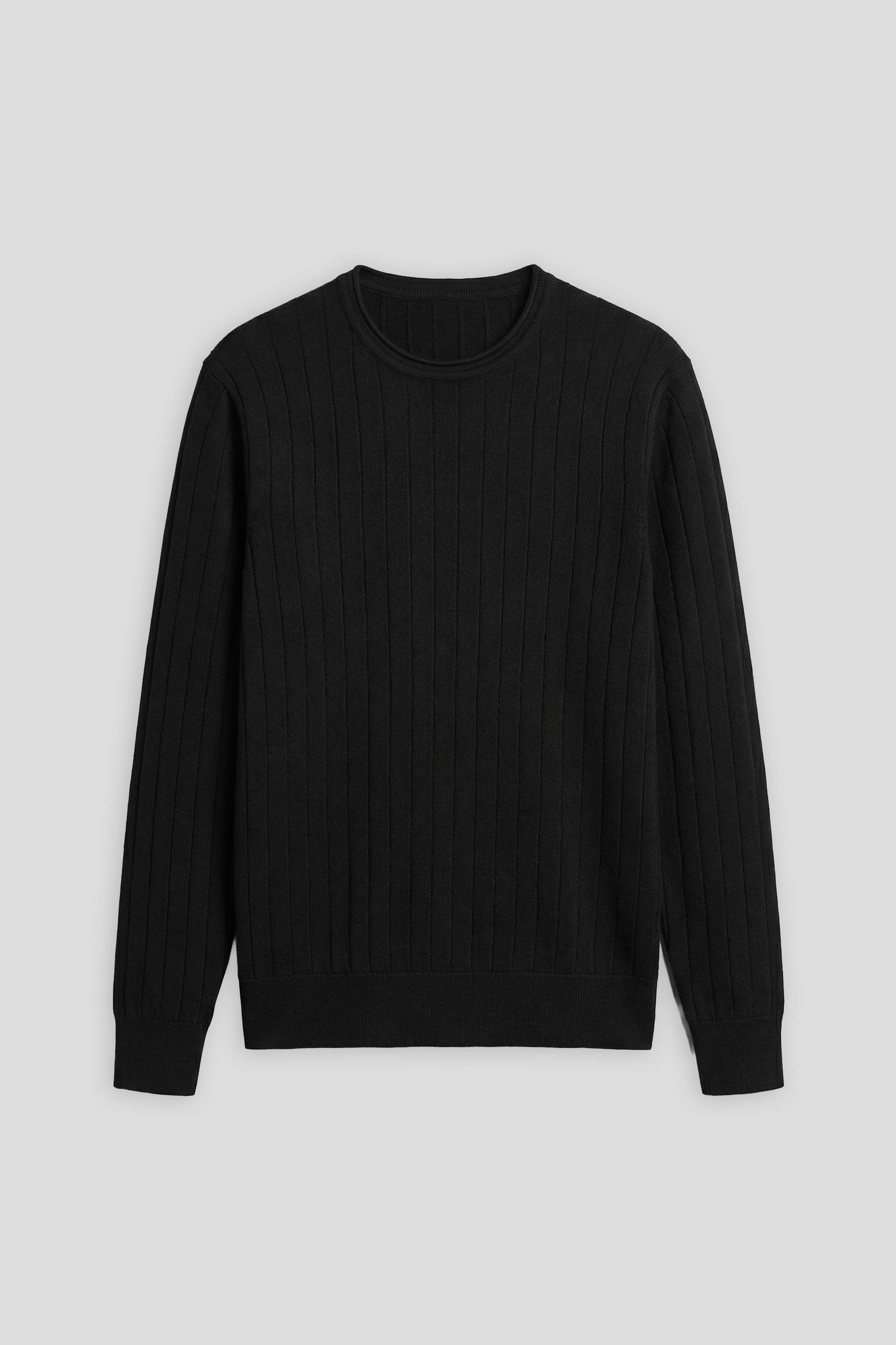 Maglia girocollo a coste|Colore:Nero