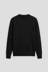 Maglia girocollo a coste|Colore:Nero