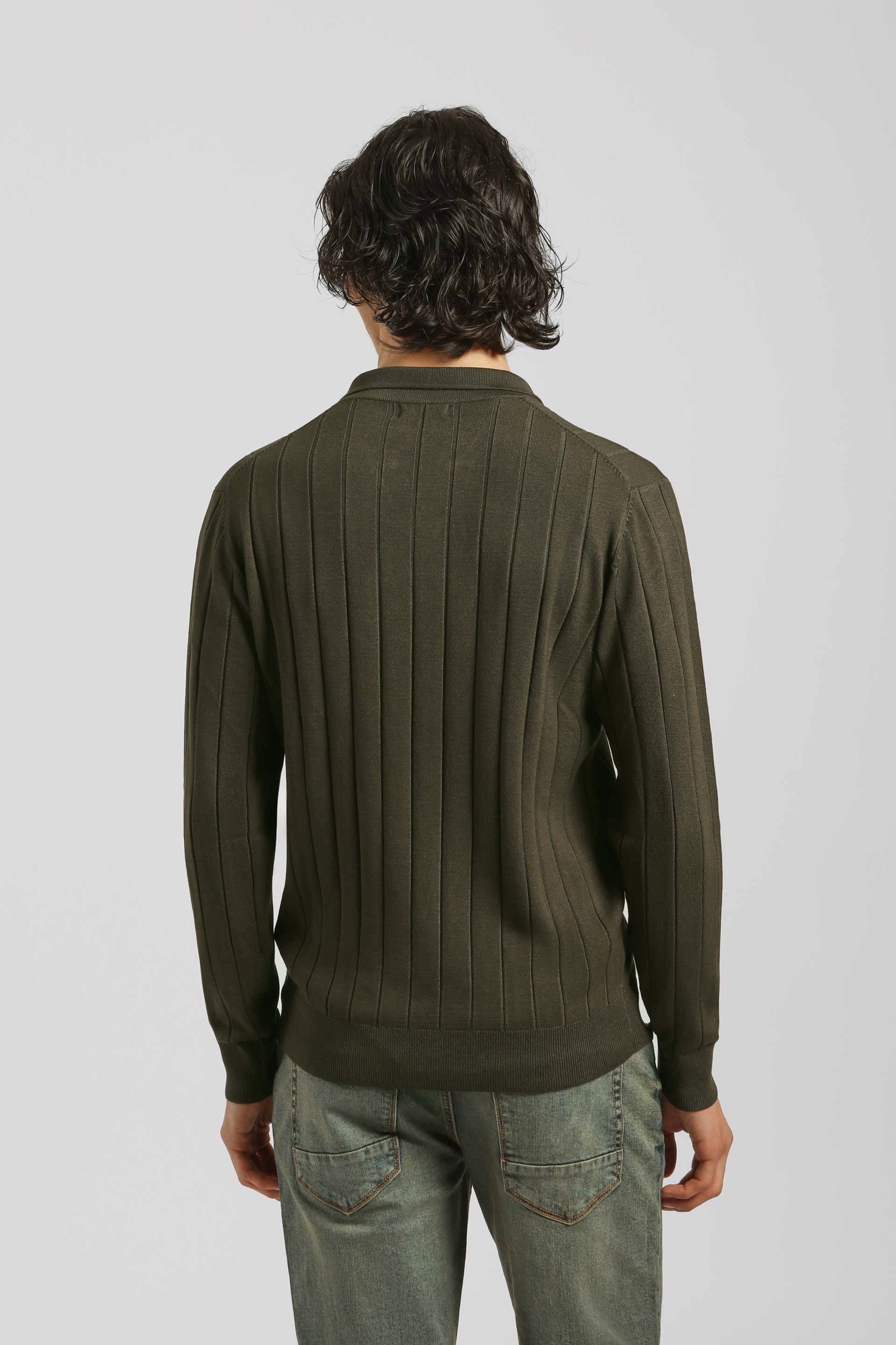 Polo manica lunga a coste|Colore:Verde