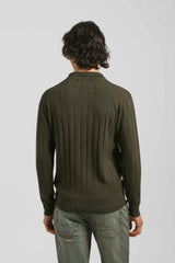 Polo manica lunga a coste|Colore:Verde